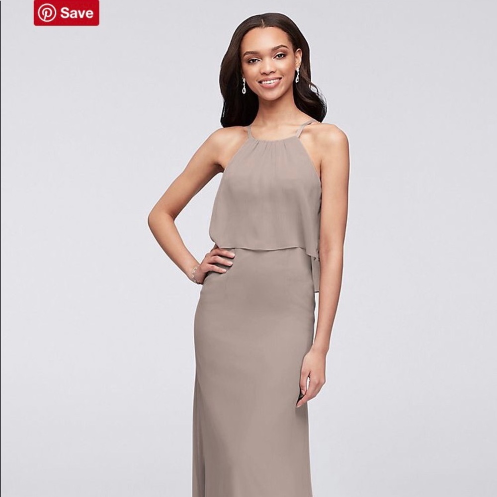 David’s Bridal Flounced Crinkle Chiffon Dress